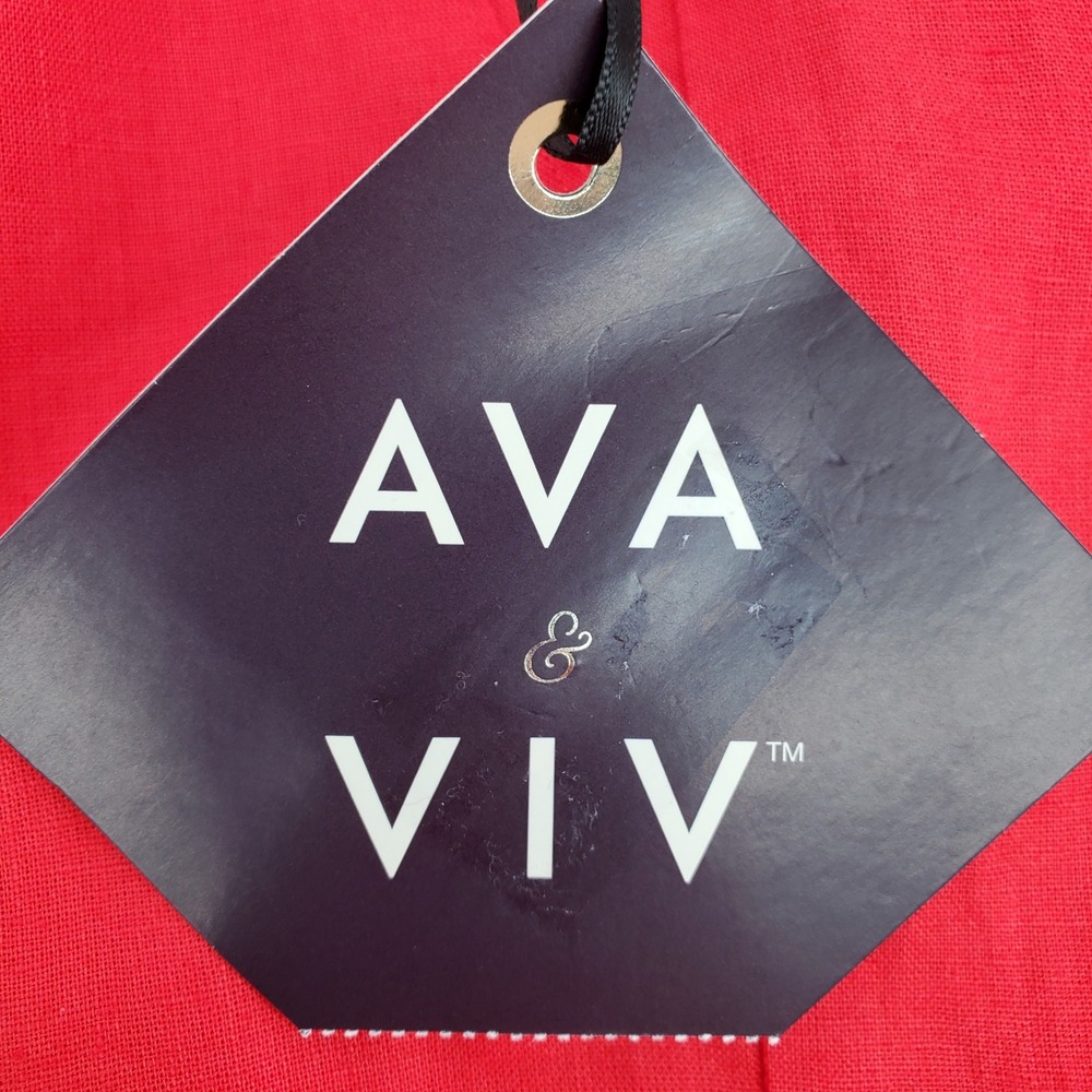Ava & Viv Womens Plus Size 1X Red Linen Cotton Blend Paperbag Waist Shorts New - Picture 7 of 9